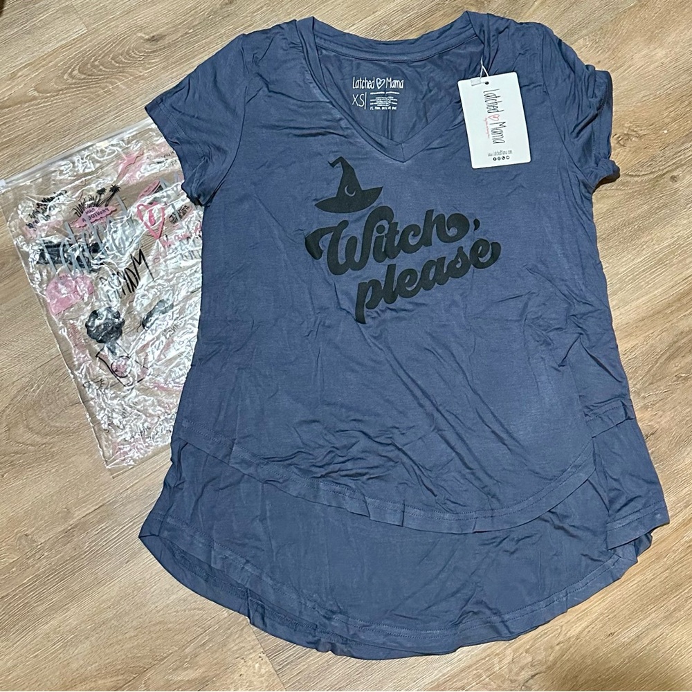 NWT Latched Mama Witch, Please Short Sleeve Nursing Tee Size XS